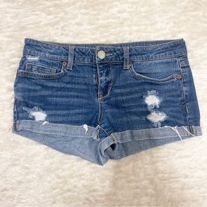 AEROPOSTALE distressed denim low rise shorts